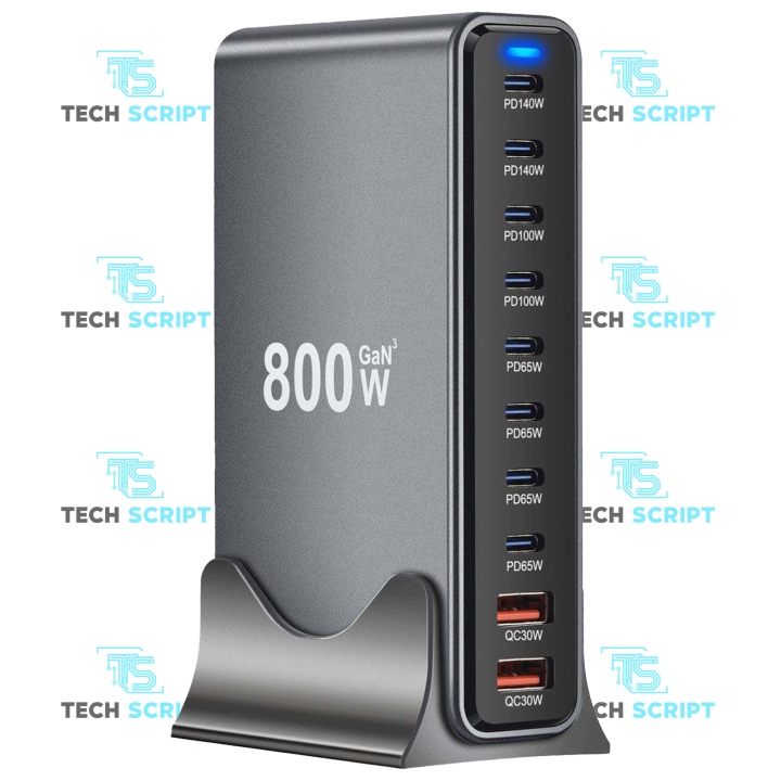 chargeur de bureau multi-ports 800W 10 ports GaN3 à charge rapide